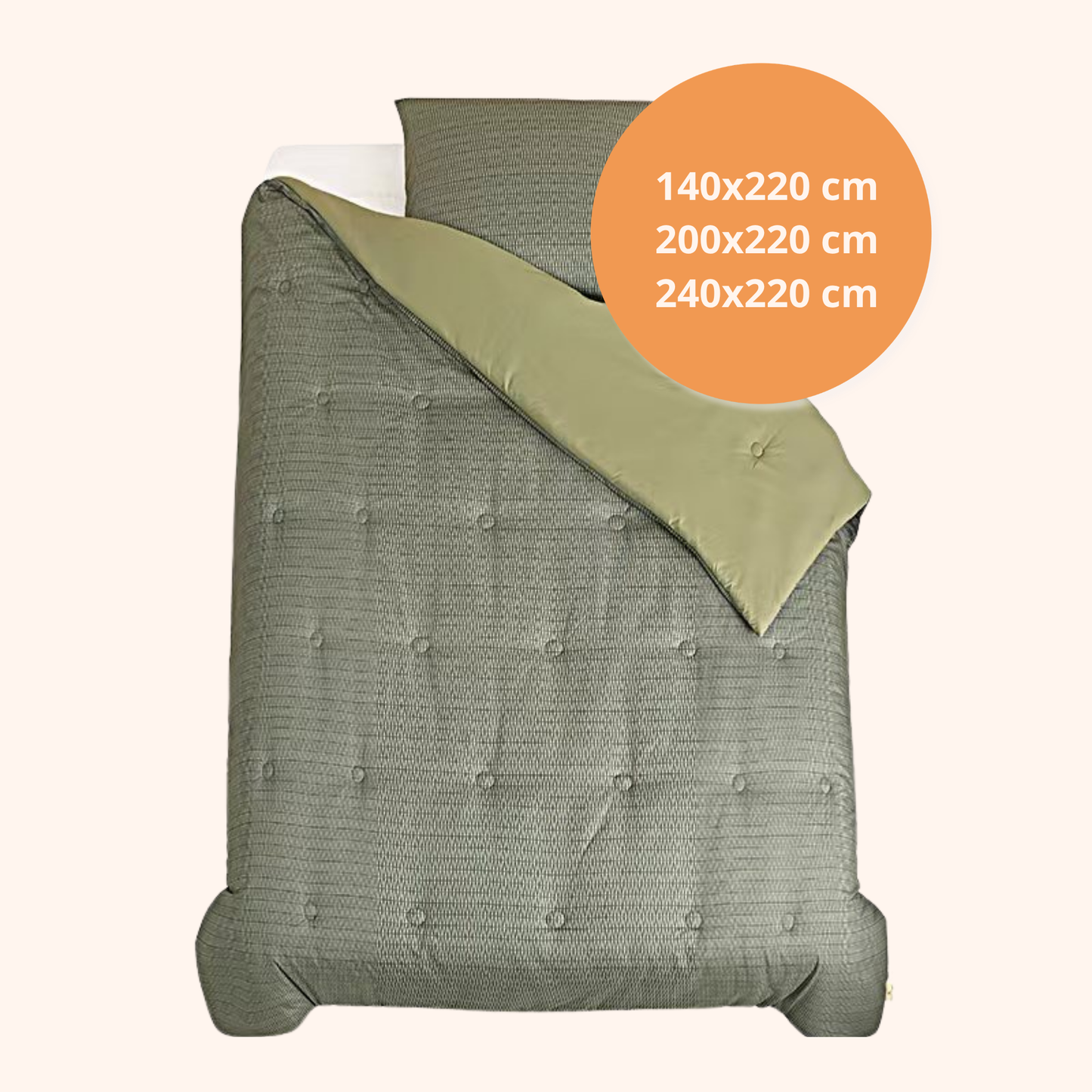 Struktur Olive Leaf - Het hoesloos dekbed zonder overtrek |vaste hoes |wasbaar